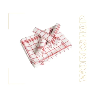 Torchon blanc carreau rouge SNV